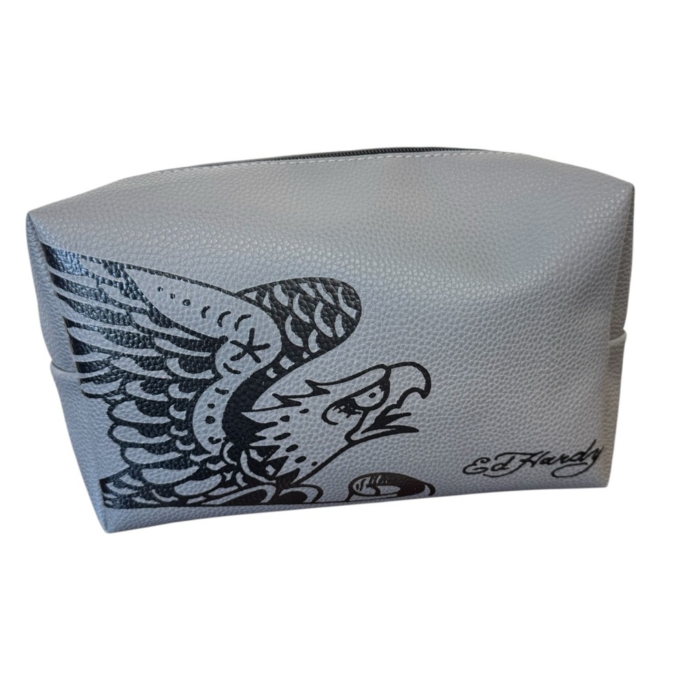 Ed Hardy Vegan Leather Eagle Tattoo Cosmetic Bag NWOT